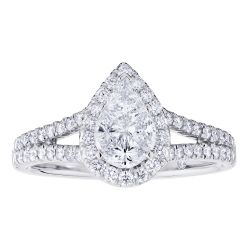 Diamond Pear Shaped Composite Cluster Split Shank Engagement Ring
