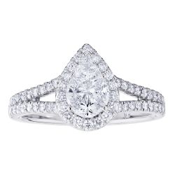 Diamond Pear Shaped Composite Cluster Split Shank Engagement Ring