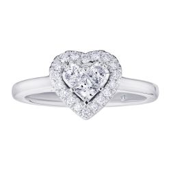 Diamond Heart Shaped Composite Cluster Halo Ring