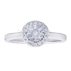 Diamond Round Shaped Composite Cluster Halo Ring