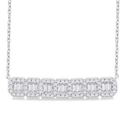 Bar Fusion Halo Diamond Necklace
