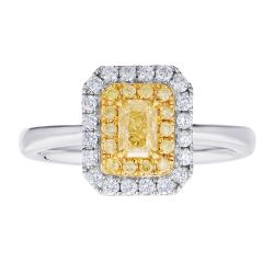 Diamond Yellow Emerald Double Halo Ring