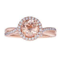 Diamond and Round Morganite ByPass Ring