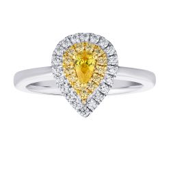 Diamond Yellow Pear Double Halo Ring