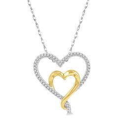 Beryl Mallow Double Heart Shape Diamond Fashion Pendant