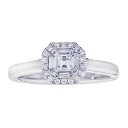 Diamond Asscher Shaped Composite Cluster Halo Ring