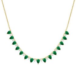 Clover Pear Shape Gemstone & Diamond Tennis Necklace