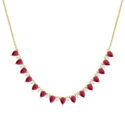 Luna Pear Shape Gemstone & Diamond Tennis Necklace