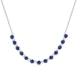 Blossom Round Shape Gemstone & Diamond Tennis Necklace