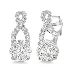 Shine Bright NoNoLo 14K White Gold Diamond Pave Earrings