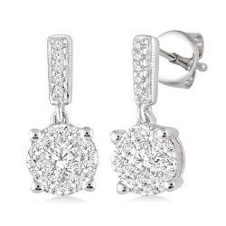 Shine Bright ValVerCa VelZenAe 14K White Gold Diamond Pave Earrings