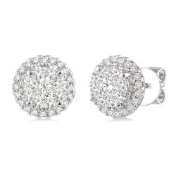 LinPhoOn 14K White Gold Diamond Halo Earrings