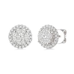 VioValOra 14K White Gold Diamond Halo Earrings