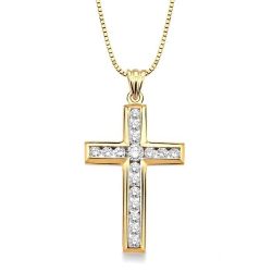 Sabine Majesty Channel Set Cross Diamond Fashion Pendant