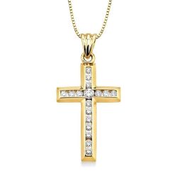 Dione Ophelia Channel Set Cross Diamond Fashion Pendant