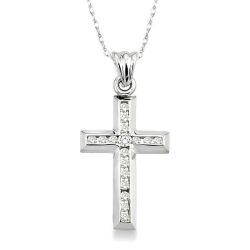 Tansy Isolde Channel Set Cross Diamond Fashion Pendant