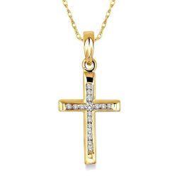 Yvaine Zaira Channel Set Cross Diamond Fashion Pendant