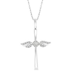 Angel Wings Cross Petite Diamond Fashion Pendant