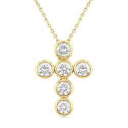 Freya Quiana 6 Stone Bezel Cross Diamond Fashion Pendant
