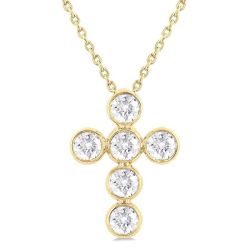 Delphine Oleander 6 Stone Bezel Cross Diamond Fashion Pendant