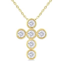 Juniper Imperial 6 Stone Bezel Cross Diamond Fashion Pendant