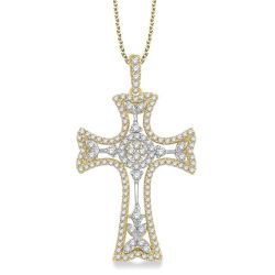 Yew Orion Cross Halo Diamond Fashion Pendant