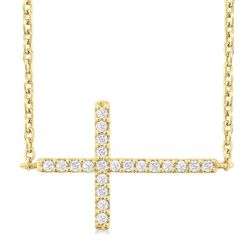 Zaira Harbor Sideway Cross Petite Diamond Fashion Pendant