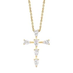 Zinnia Ember Pear Shape 6 Stone Cross Diamond Fashion Pendant