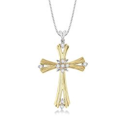 Oleander Silhouette Cross Diamond Fashion Pendant