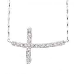Sideway Cross Diamond Pendant