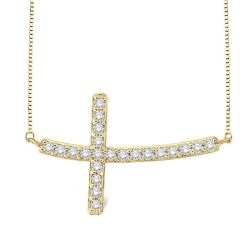 Juno Laurel Sideway Cross Diamond Fashion Pendant