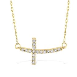 Sideway Cross Diamond Fashion Pendant