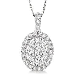 Juniper Nerissa Oval Shape Halo Shine Bright Essential Diamond Pendant