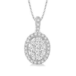 Tansy Juno Oval Shape Halo Shine Bright Essential Diamond Pendant