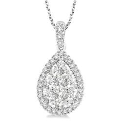 Xanthe Bellona Pear Shape Halo Shine Bright Essential Diamond Pendant