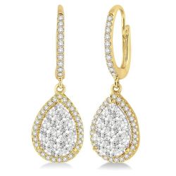 VioNoRa 14K White Gold Diamond Halo Earrings