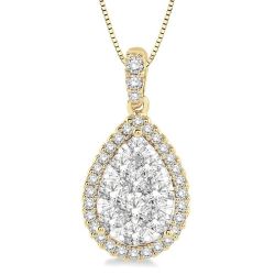 Lustre Juno Pear Shape Halo Shine Bright Essential Diamond Pendant