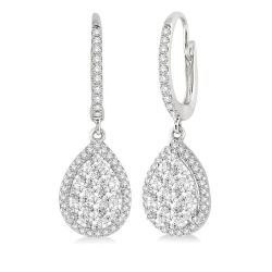 ZenMirIon 14K White Gold Diamond Halo Earrings