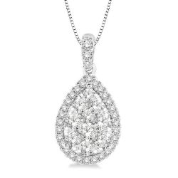 Willow Sonata Pear Shape Halo Shine Bright Essential Diamond Pendant