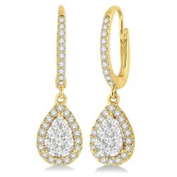 Pear Shape Halo Shine Bright Essential Diamond Earrings