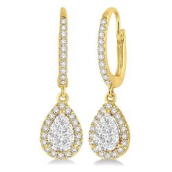 XeElLo PhoVelRa 14K White Gold Diamond Halo Earrings