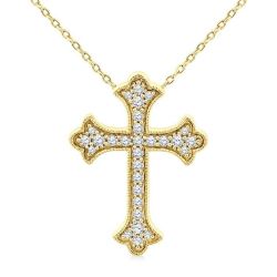 Velour Thistle Cross Petite Diamond Fashion Pendant