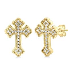 CaXeNo 14K White Gold Diamond Fashion Earrings