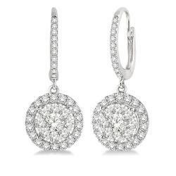 DorZenTh DorVelLux 14K White Gold Diamond Halo Earrings