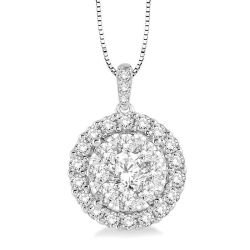Evadne Round Shape Halo Shine Bright Essential Diamond Pendant