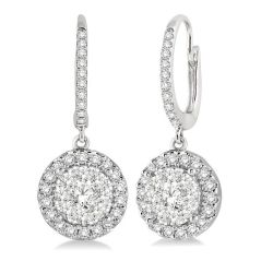 LoZenCel ArVer 14K White Gold Diamond Halo Earrings