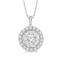 Evadne Prairie Round Shape Halo Shine Bright Essential Diamond Pendant