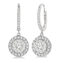 AeLin 14K White Gold Diamond Halo Earrings