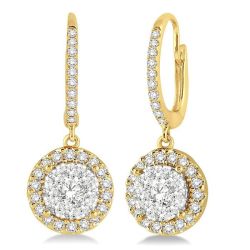 Shine Bright IonLux IsSol 14K White Gold Diamond Halo Earrings