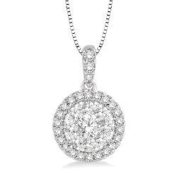 Maia Thistle Round Shape Halo Shine Bright Essential Diamond Pendant